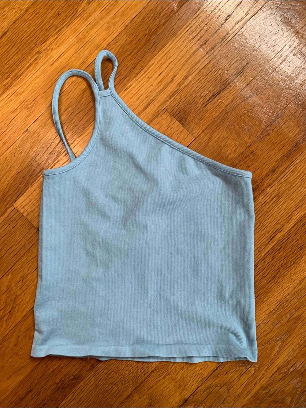 NWOT Suzette Collection One-Shoulder Spaghetti Strap Tank Top - Light Blue